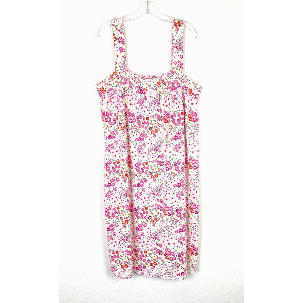 JACLYN New York Women's Midi Night Gown Size L Pink Green Floral